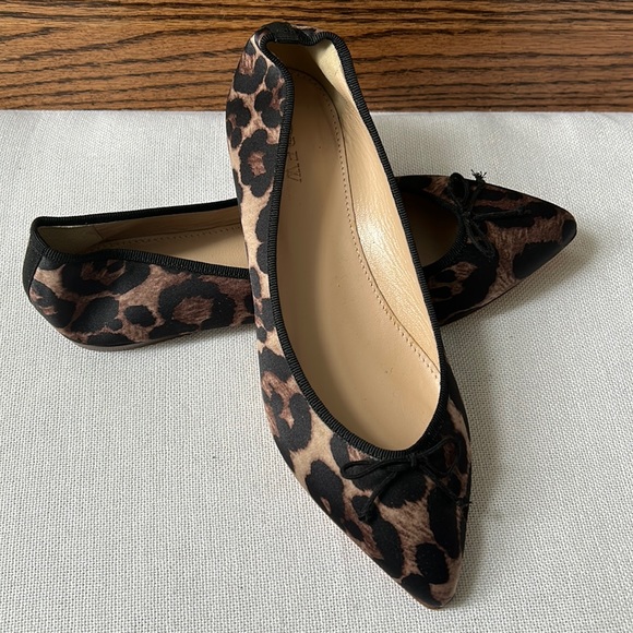 J Crew Gemma ballet flats leopard-print satin AQ728, Size 7